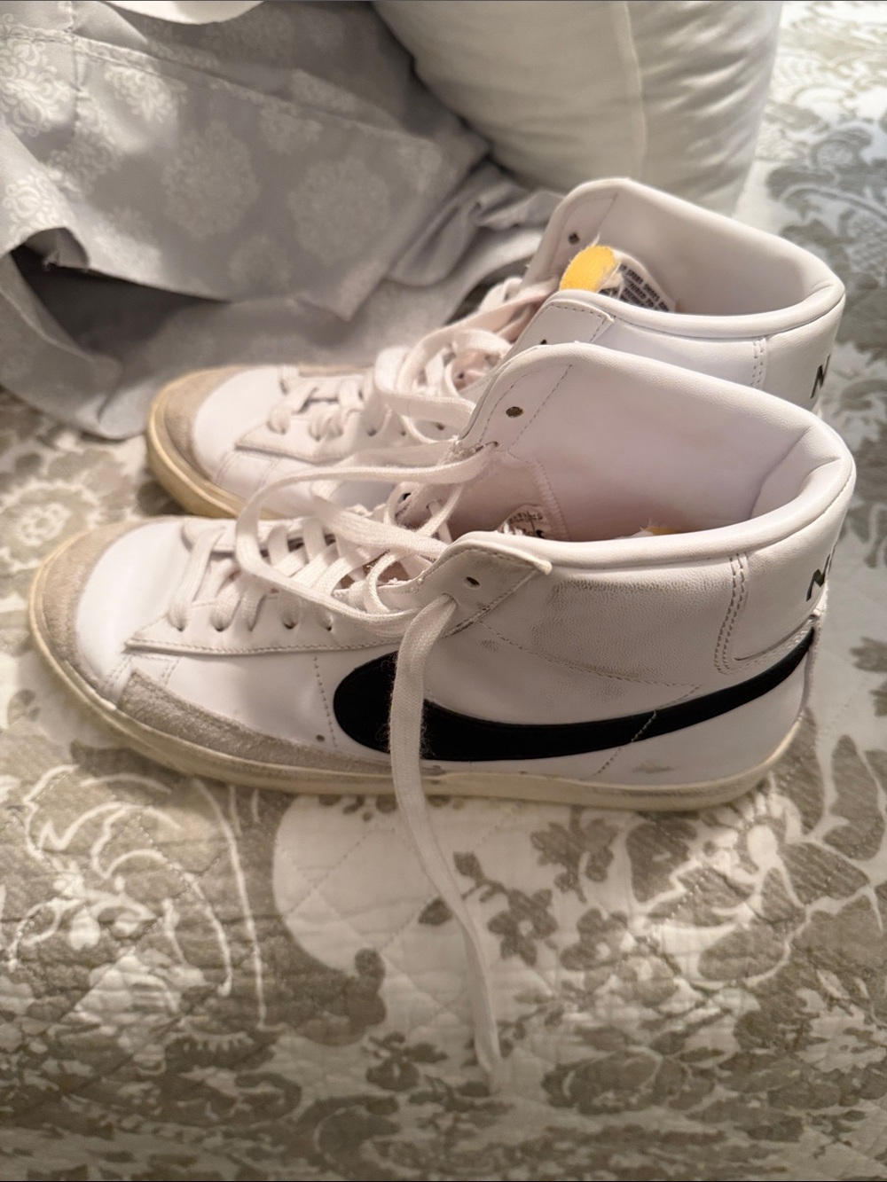 Nike White and Black High-Top Sneakers
